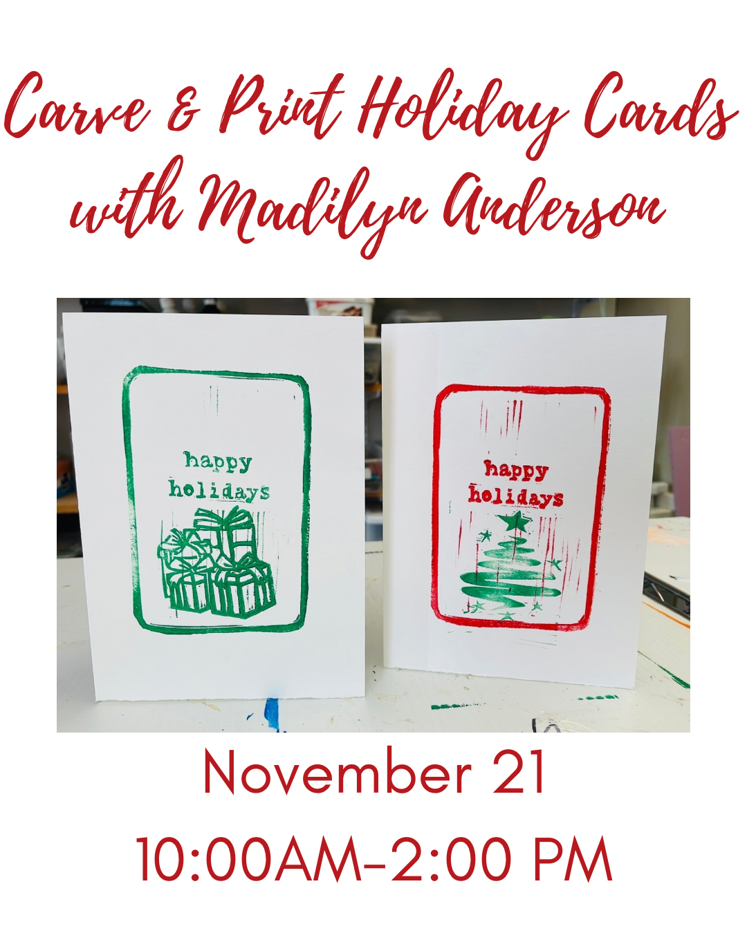 Handmade for the Holidays Series: Carve & Print Holiday Cards with Madilyn Anderson